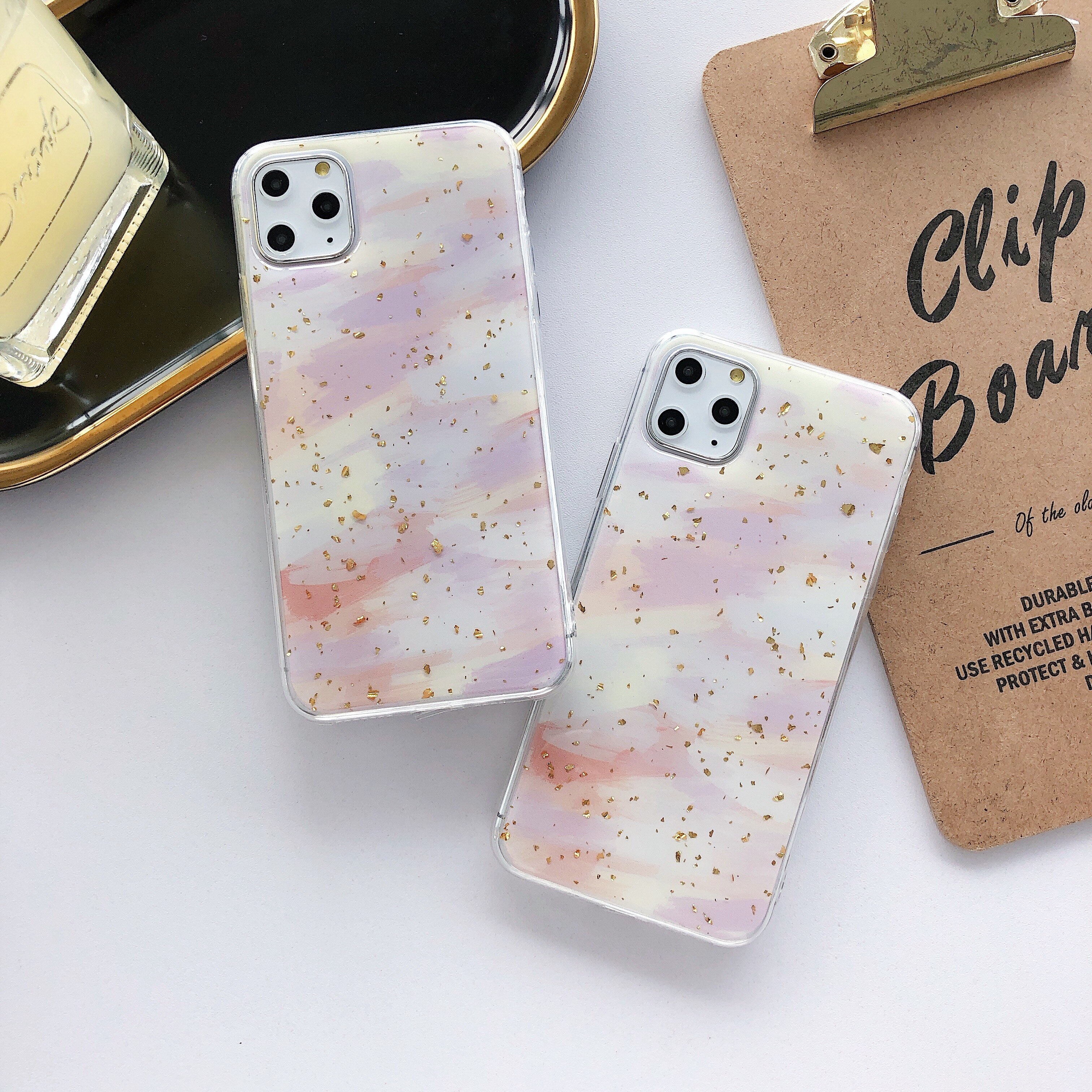 Gevallen Voor Oppo R15X RX17 Neo Ax7 A5S F9 Realme 2 Pro A3S F11Glitter Goud Folie Lijm Aquarel Regenboog cover Anti-Val Coque