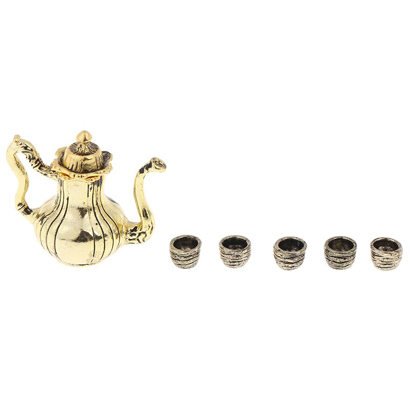 Vendita calda Tazza di Tè Insieme Teiera Bollitore 1: 12 della Mobilia del Dollhouse Miniature Sala Ware Cucina FAI DA TE Giocattolo Del Bambino Regalo Di Natale