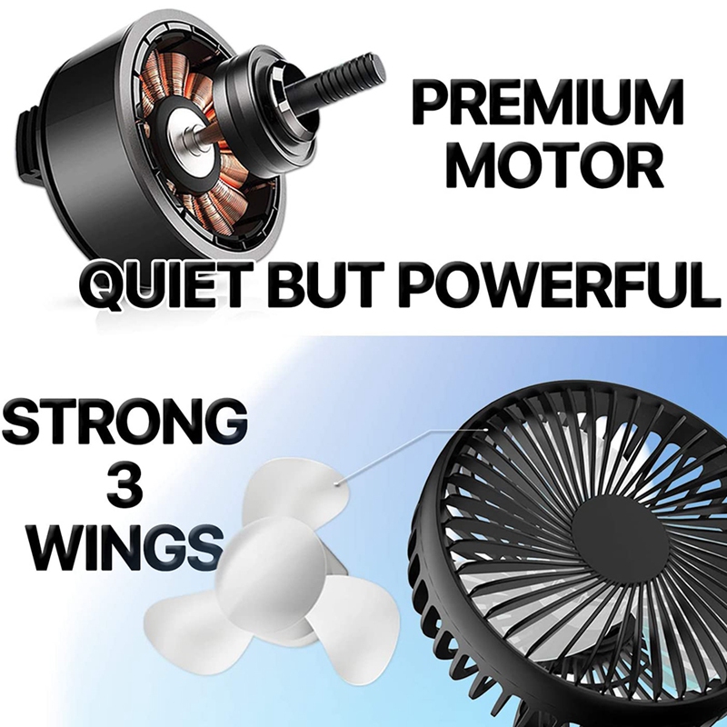 Car Auto Cooling Fan Automobile Clip Fan Powerful Quiet Ventilation Electric Car Fans With USB Plug For Car/Vehicle