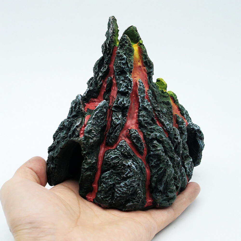 Simuleret harpiks vulkan fisketank vulkan ornament akvarium vulkan indretning