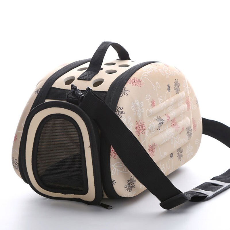 Dog Carrier Handbag Puppy Cat Travel Portable Foldable Mesh Shoulder Bag EVA Breathable Carrying Case Outdoor Kennel Pet Supplie: Beige / L