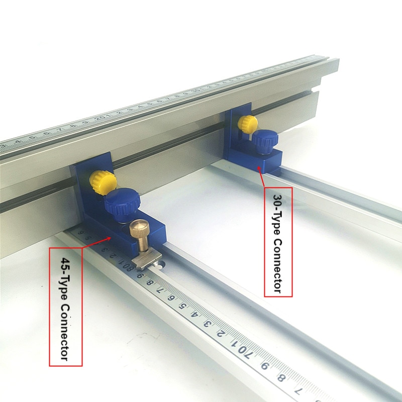 Aluminium Profile Fence 74mm Height with T-tracks and Sliding Brackets Miter Gauge Fence Connector for Woodworking Benches