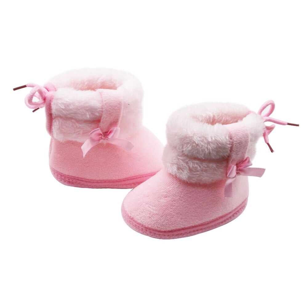 Di modo infantile Del bambino Delle Ragazze Stivali Da Neve anti-scontrino suola Caldo E Confortevole Inverno Fodera in Pelliccia Stivali con Fiocco Carino