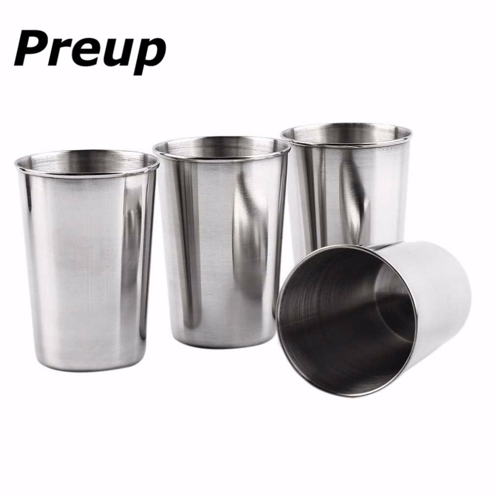 PREUP-Mug en acier inoxydable pliable, pour Camping en plein air, randonnée, thé, café, bière, lot de 4 pièces