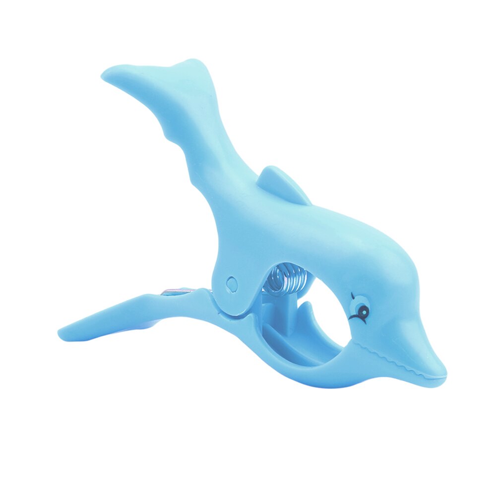 1 st plast söta djur strandhandduk täcke klämmor klämma för att förhindra vinden klämma klädnypor torkställning hållarklämma: Delfin slumpmässig färg