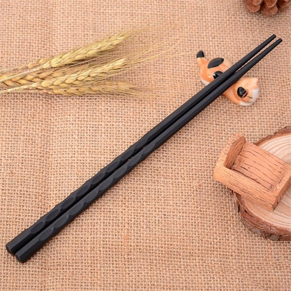 1X Zachte Japanse Sushi Hashi Eetstokjes Lange Legering Sticks Huishouden Keuken Anti Resable Zwart Chop Sticks Servies Voor Keuken: 2