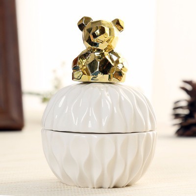 Rosa geometriske dyr keramiske smykkeskrin giftering smykkeboks med krystallholder øredobber smykkeoppbevaringsboks håndverk: B