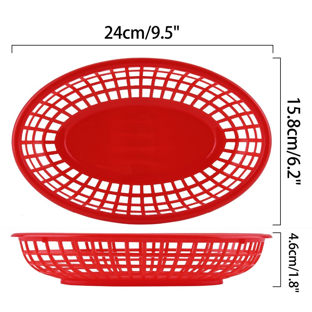 6pcs Plastic Fast Food Basket Red Checked 24pcs Wax Paper Baking Liner Hamburger Fries Baskets Kitchen Restaurant Tray