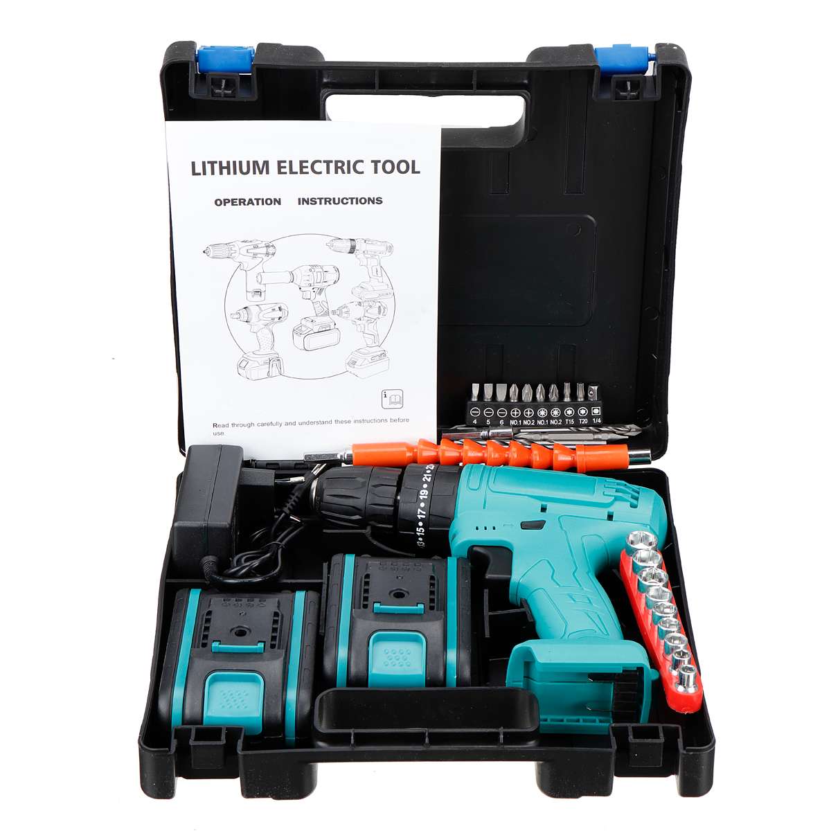 48V 3 in 1 Cordless Impact Electric Drill Hammer Screwdriver with Battey Drill Accessories 25+3 Turque Power Driver Tools Set