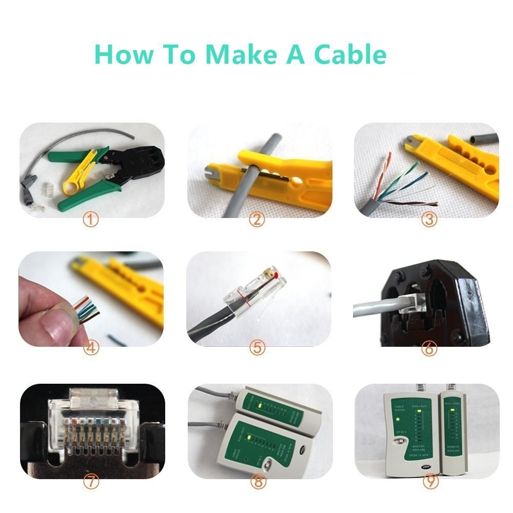 11 pçs/set RJ45 RJ11 RJ12 CAT5 CAT5e Portátil Kit Ferramenta de Reparo de Rede LAN Testador de Cabos Utp E Alicate de Friso Crimper plugue Braçadeira PC