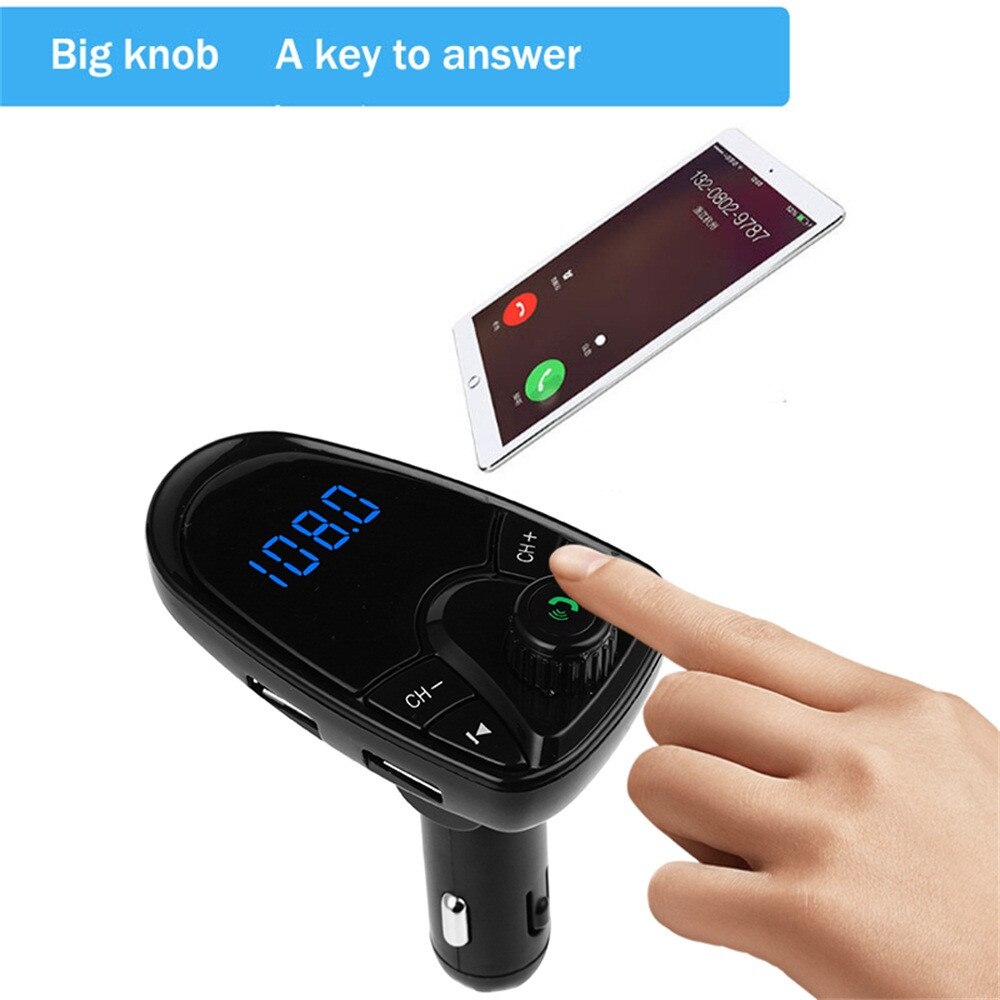 Bluetooth-fm-transmitter, fm-modulator für  mp3 spieler, freisprechfunktion, dual-usb-unterstützung, tf-karten-/usb-stick-unterstützung, autoradio für  mp3 spieler