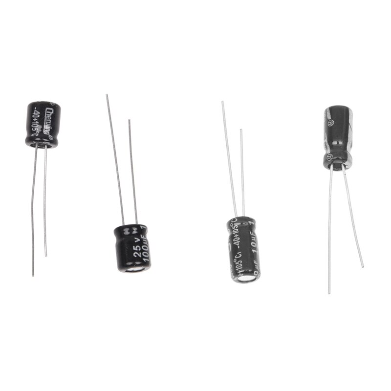 200 Pcs 25V 105 Celsius Radial Lead Aluminum Electrolytic Capacitors, 100 Pcs 100UF &amp; 100 Pcs 10UF