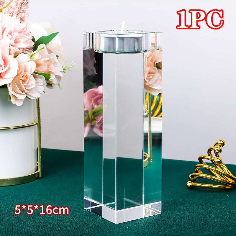 Cubo portavelas de cristal centros de mesa candelabros de cristal decoración mesa votiva soporte de vela, accesorios de decoración del hogar: Morado