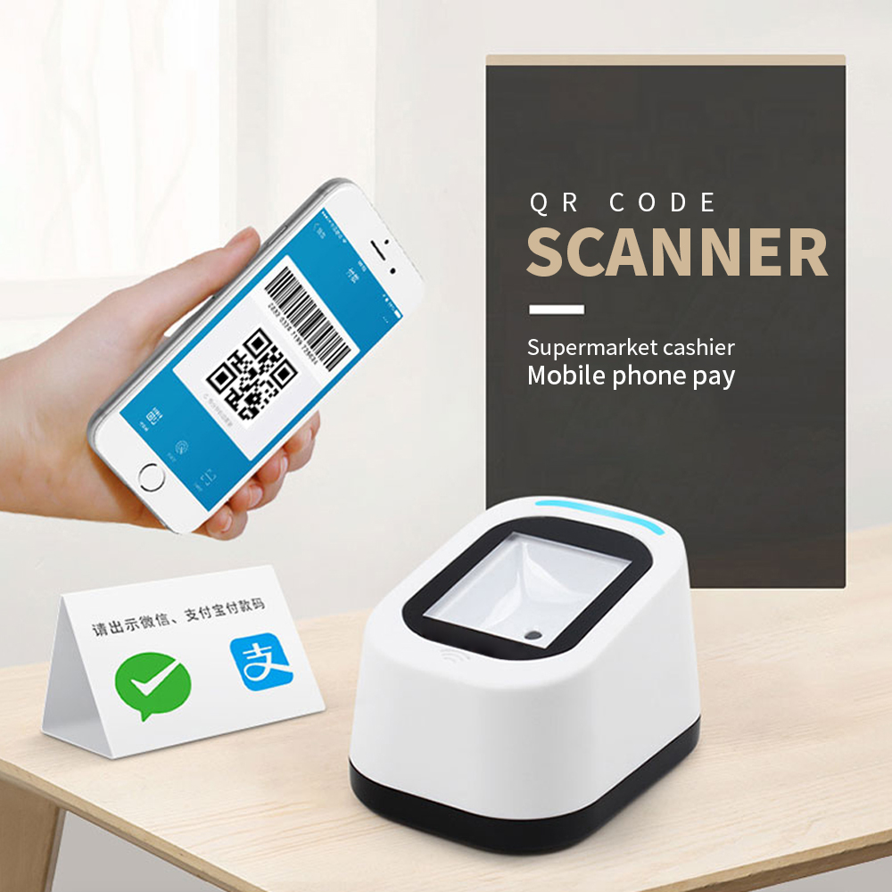 Wired Barcode Scanner Usb Veelzijdige Scannen Handsfree Scan Qr Code 1D &amp; 2D Code Reader Voor Supermarkten/winkels