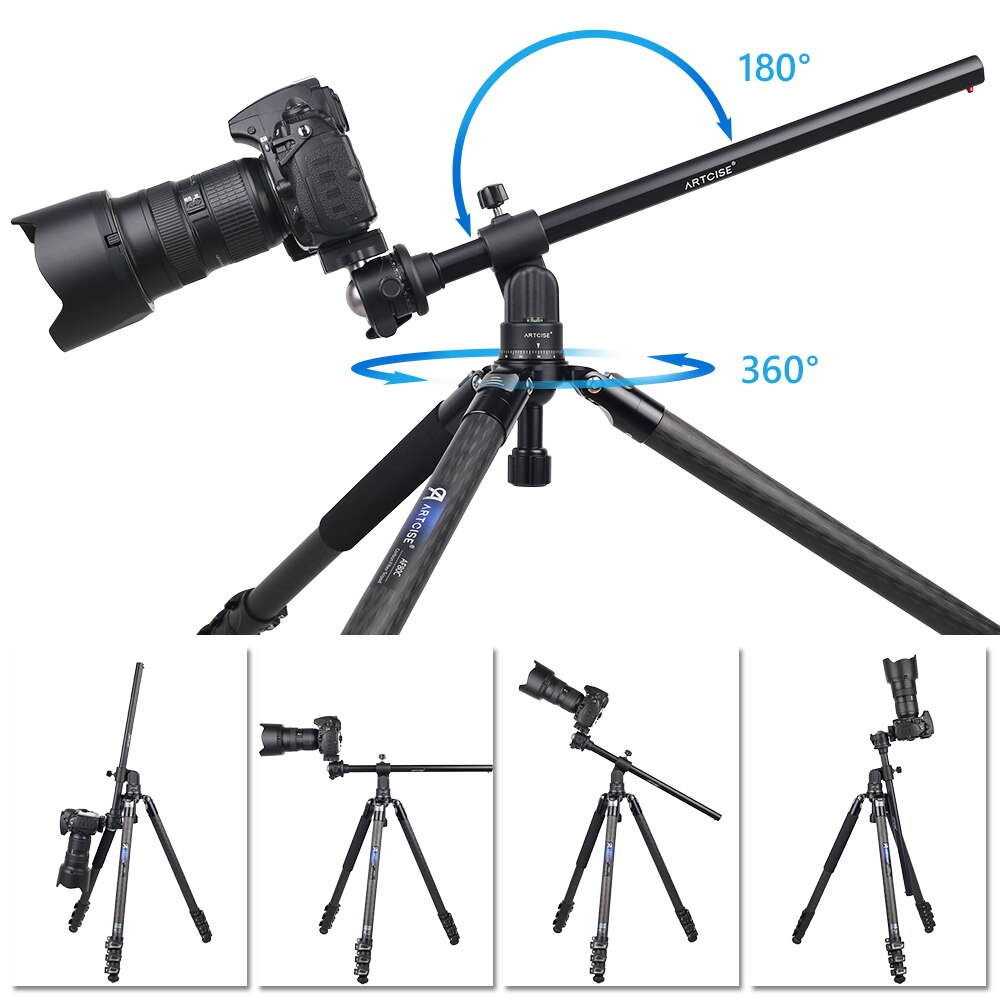 ARTCISE Horizontal Center Column Tripod Boom Cross Extension Arm Camera Mount Rotatable Multi-Angle Rod for Overhead Shooting