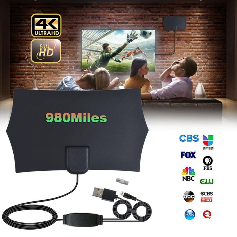Antenna Digitale, Antenna TV Digitale HD Amplificata A Lunga Distanza Di 980 Miglia - Supporta Fire TV Stick 4K 1080p E Tutte Le TV Più Vecchie - Foto 3