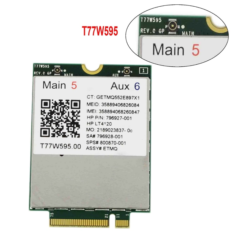 Lt4120 X5 LTE T77W595 796928-001 4G WWAN M.2 150Mbps LTE Modem for HP Elite X2 840 850 G3 640 650 645 G2 green