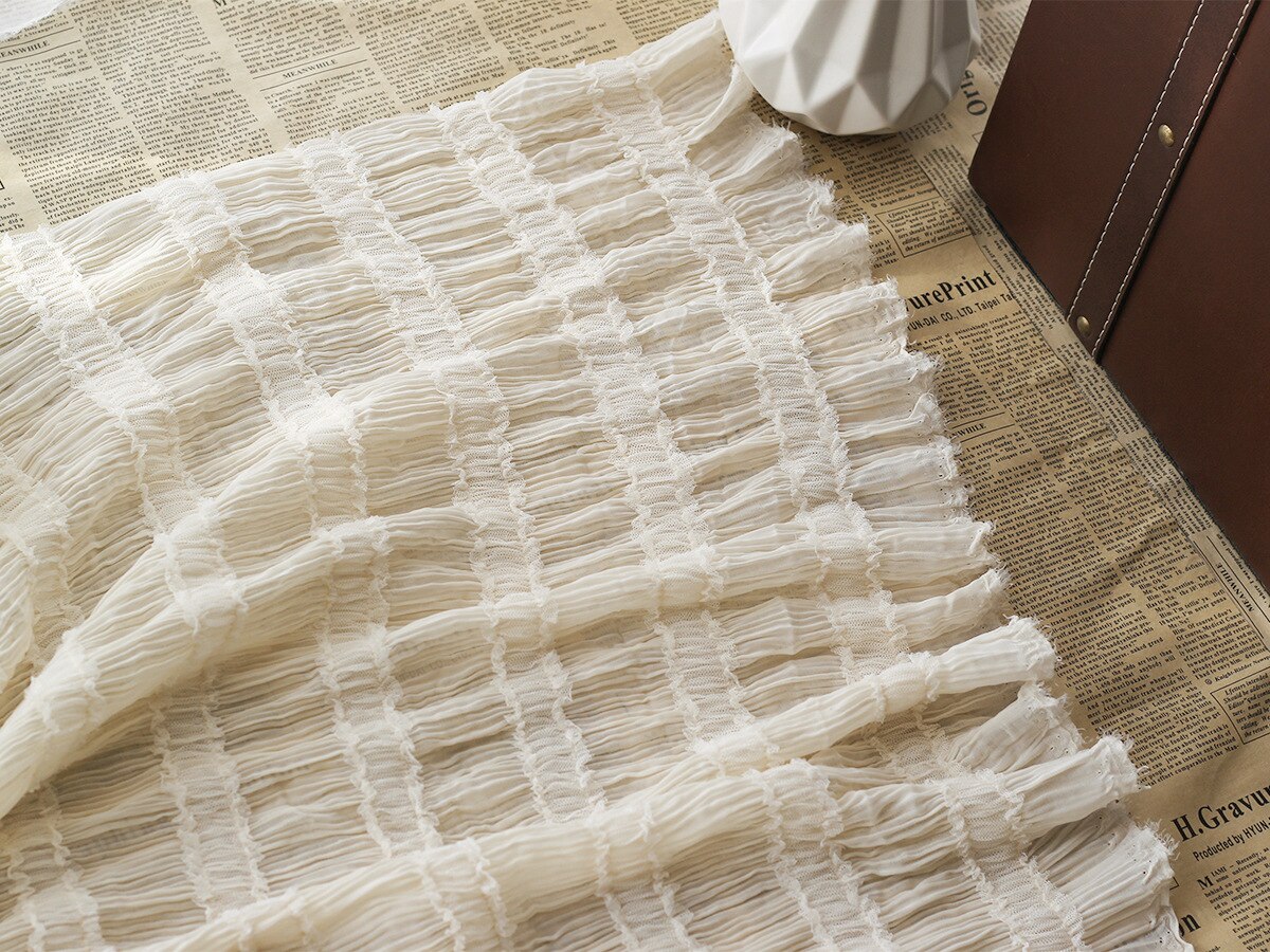 Tela de gasa elástica para vestido de boda, tejido de tul microtransparente bordado con gancho para arrugas, novedad: 02 apricot