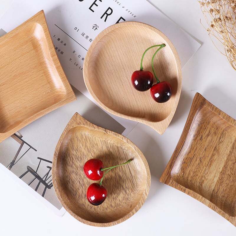 petit plat en bois japonais plats irréguliers assiette à Dessert en bois assiette à noix