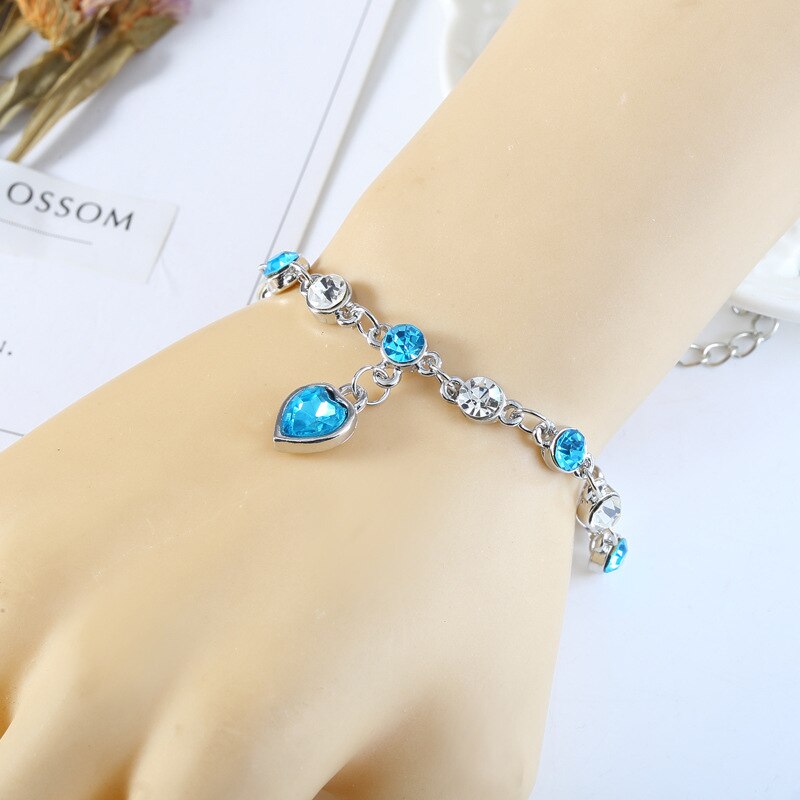 Koreaanse Mode Oostenrijkse Kristal Armband, Perzik Hart Knipperende, Lichtmetalen Armband Op Het Andere Uiteinde Van De Vinger, vrouwelijke Oc: a004