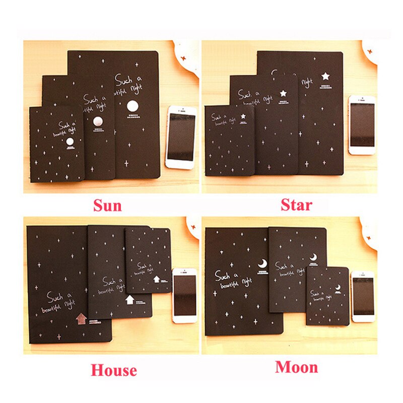 Kawaii Cute Notebook Diary Black Paper Notepad Sketch Graffiti Notebook For Drawing Painting Office School Stationery