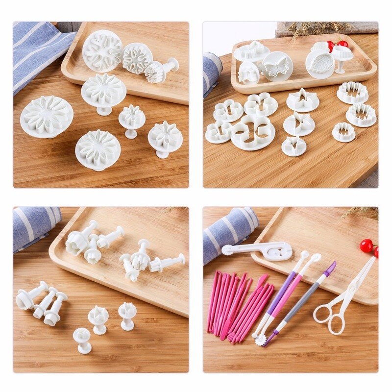 96 Pcs/set Fondant Cake Mold Set Flower Cake Decorating Tools Kitchen Baking Molding Kit Sugar Craft Making Mold