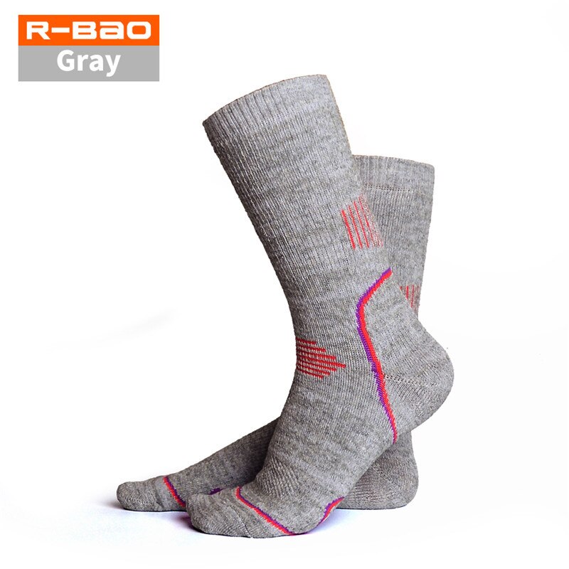 Brand Unisex Winter Warm Outdoor Hiking Climbing Skiing Socks Terry-loop Hosiery Men Women Anti-friction Sports Long Terry Socks: Gray / L(39-42)