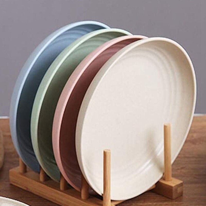Pratos de palha de trigo leve-pratos e placas conjuntos para crianças criança e adulto, 9 Polegada, 4 pacote