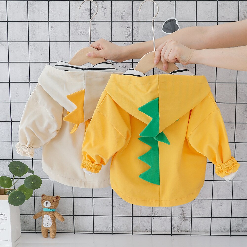 Herfst Baby Jongens Cartoon Dinosaurus Print Lange Mouwen Hooded Casual Jas Kinderen Kids Bovenkleding Meisjes Jassen Casaco