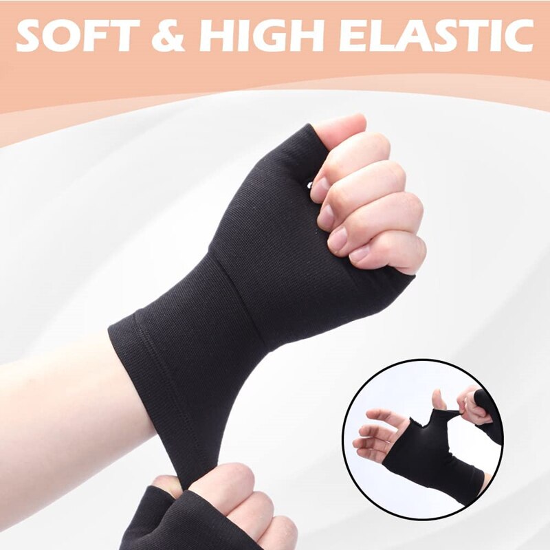 2PCS Fingerless Compression Gloves Wrist Thumb Support Sleeves Protector for Carpal Tunnel Pain Fatigue Sprains Sports Wristband