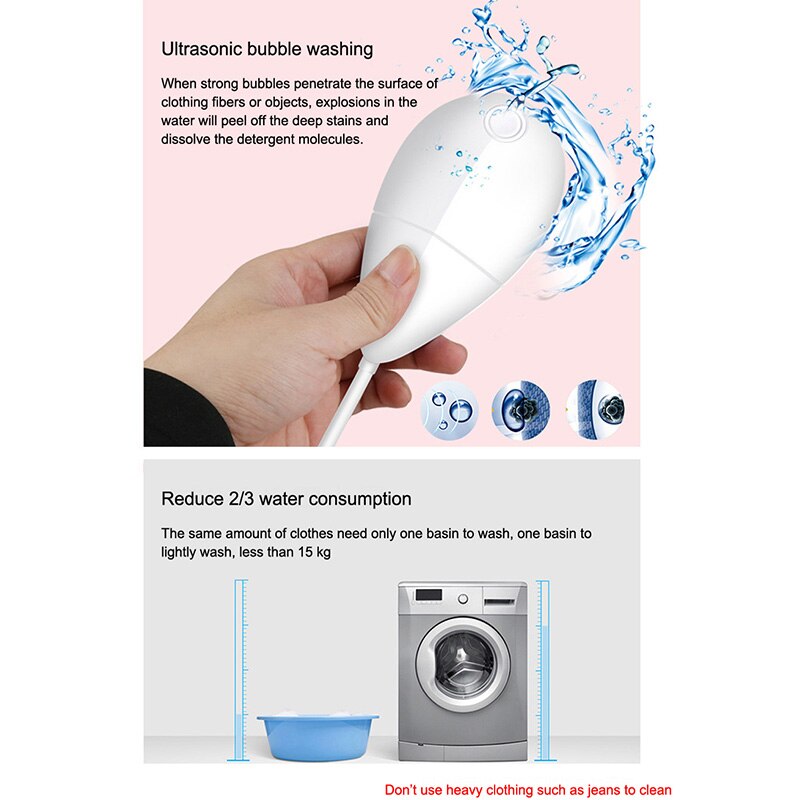 Mini ultraljud vibration tvättmaskin ultraljud tvätt rengöring för fläckar på kläder smycken glasögon grönsaker