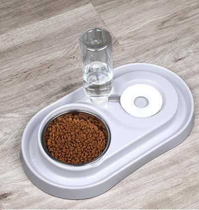 Comedero de agua automático para gatos y perros, cuenco doble Universal no húmedo, Para evitar salpicaduras de comida, cuenco para mascotas,: grey
