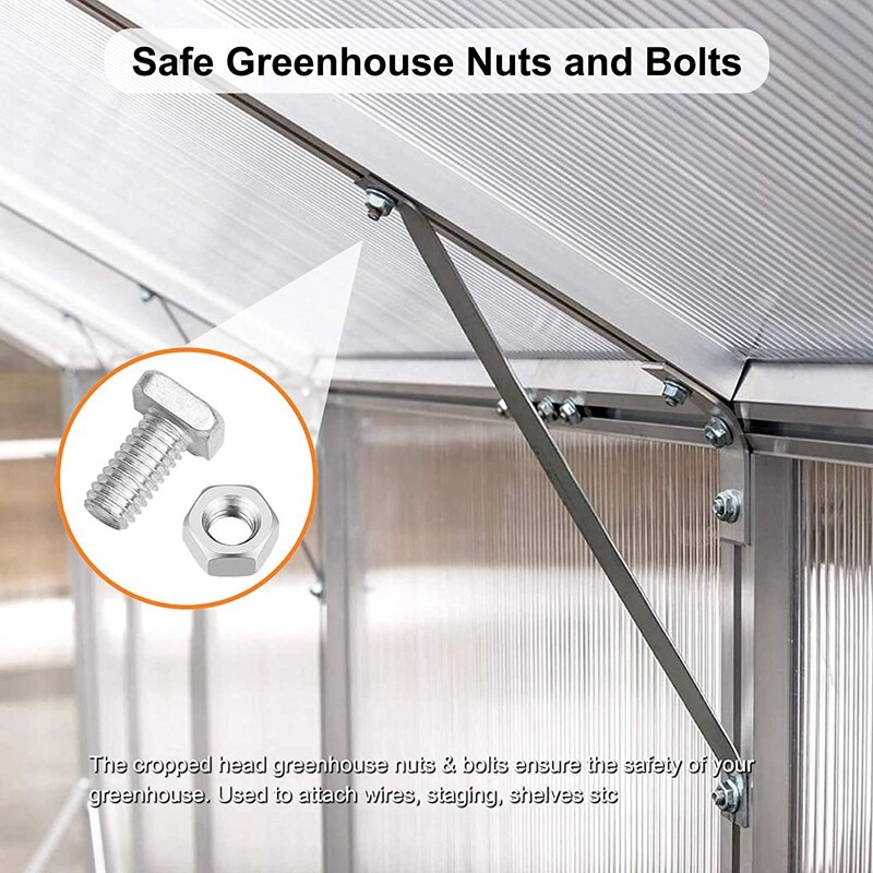200Pcs Greenhouse Repair Kit, Include Glazing W Wire Clip,Z Overlap Clip,Aluminium Nut and Bolt for Aluminium Greenhouse