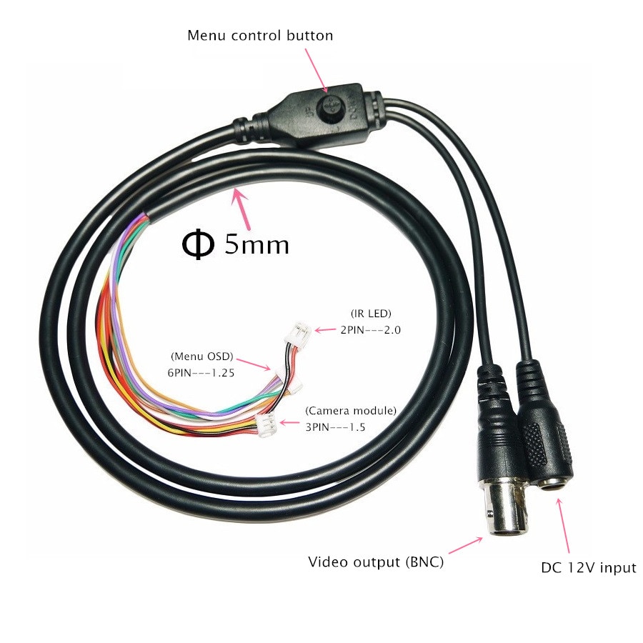 11-core Video Cable OSD Menu Button For CCTV Camera(6PIN-1.25mm,2PIN-2.0mm,3PIN-1.25mm / 1.5mm)