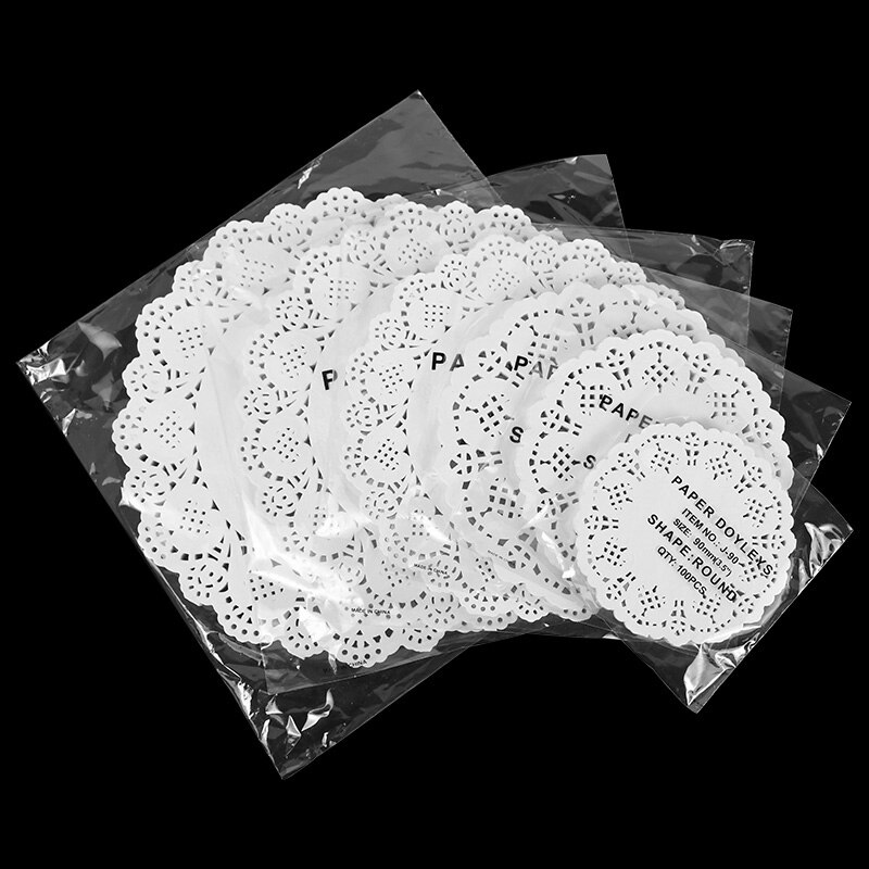 100pcs White Round Paper Doilies Doily Lace Placemats for Tables Wedding Christmas Birthday Party Cake Placemat Table Decoration