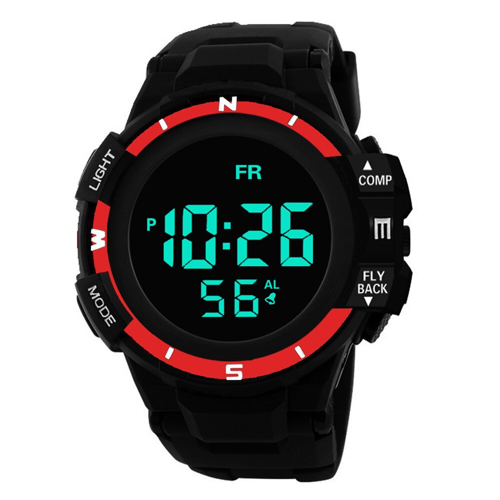 Heren Outdoor Horloges Waterdichte Digitale Led Display Alarm Datum Horloges Mannelijke Sport Elektronische Pols Klok Relogios Masculinos: Red