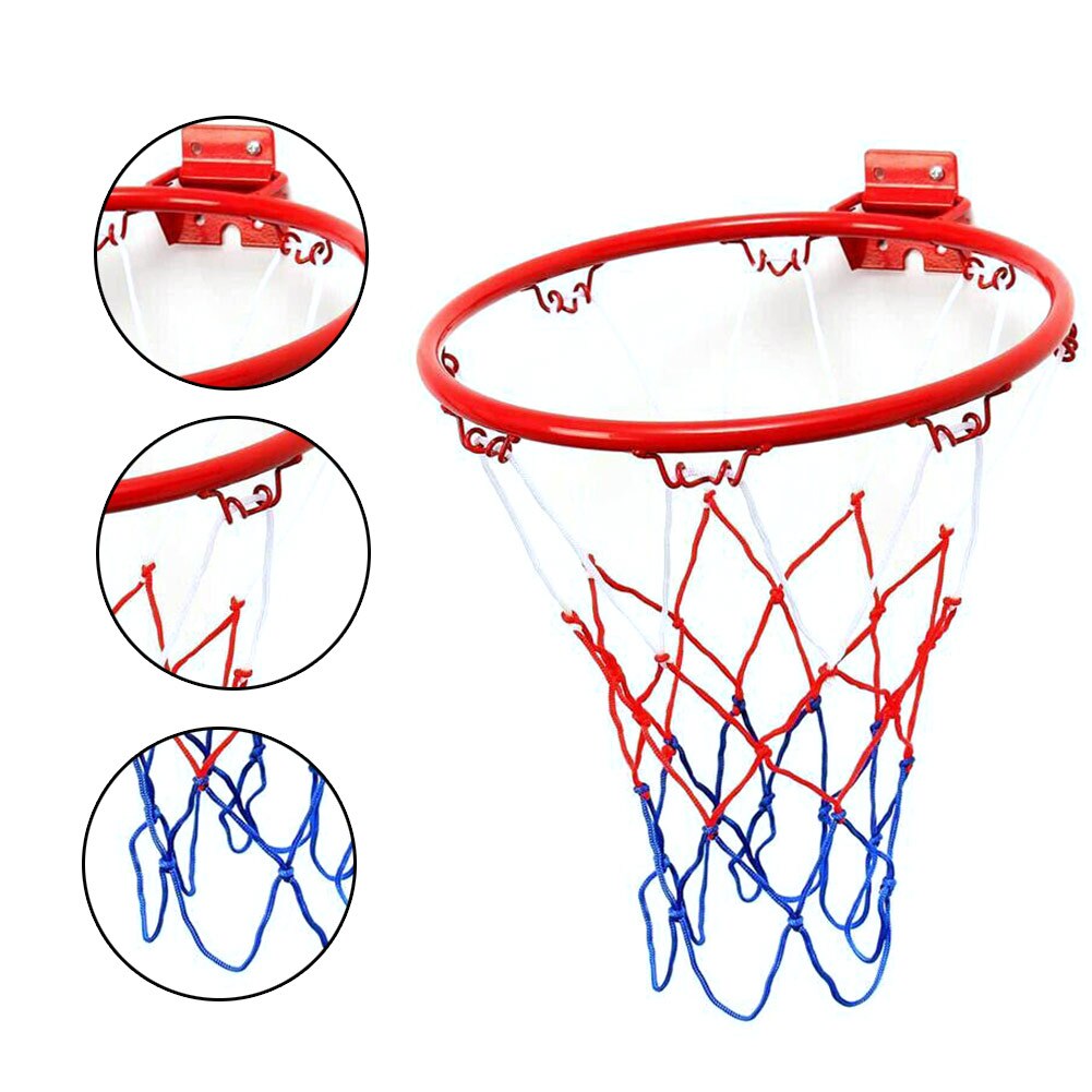 Aro de acero para colgar de baloncesto montado en la pared con malla para espacios deportivos con tornillo de red para niños y niñas, deportes de interior al aire libre de 25CM