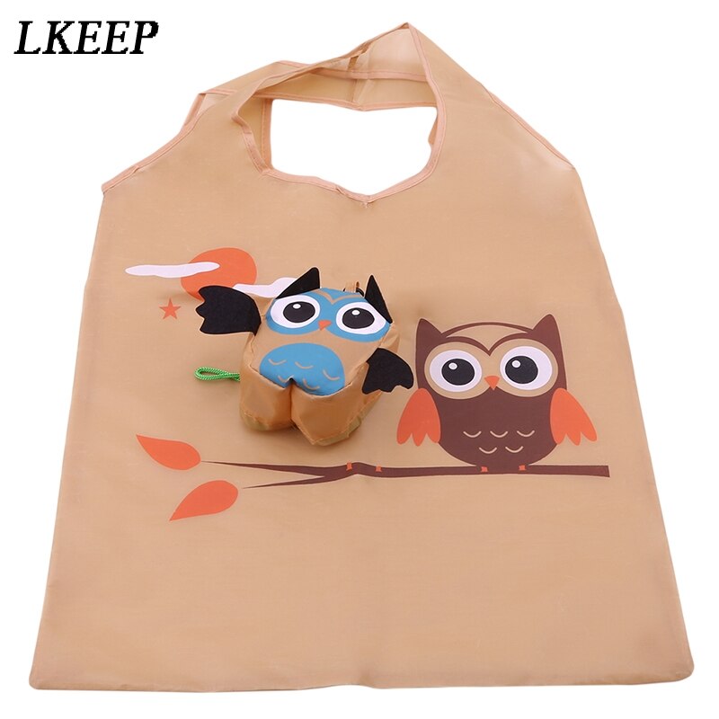 Cartoon boodschappentas schattige uil opvouwbare herbruikbare organizer voor buiten supermarkt boodschappen draagbare opbergtas met grote capaciteit