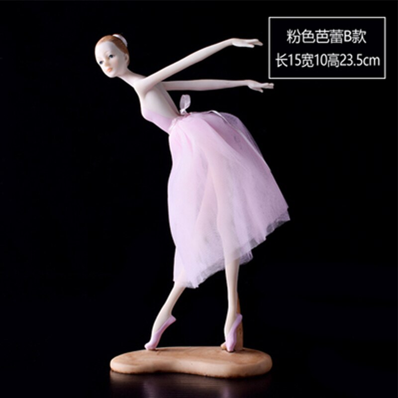 Figura de resina de estilo moderno para decoración del hogar, figura de Ballet, Ángel, chica bailando, para escritorio: Pink B