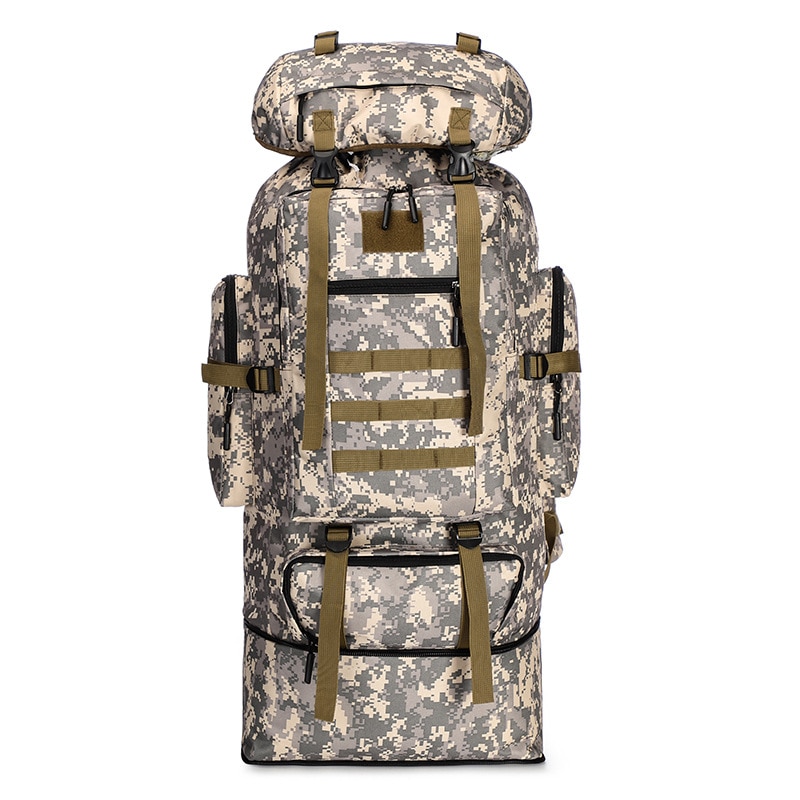 Fengtu 100L Grote Wandelen Klimmen Rugzakken Camouflage Softback Rugzak Voor Mannen En Vrouwen Sport Tassen Camping Reizen Rugzak: Camo Sand