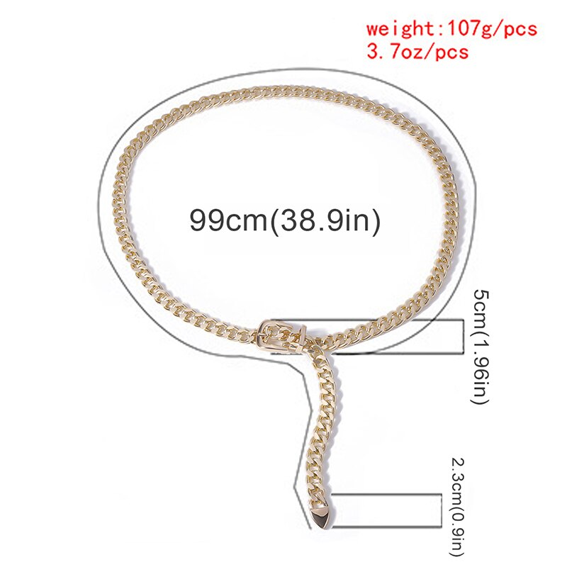 Punk Gouden Ketting Riem Voor Vrouwen Pin Gesp Taille Ketting Riem Voor Jeans