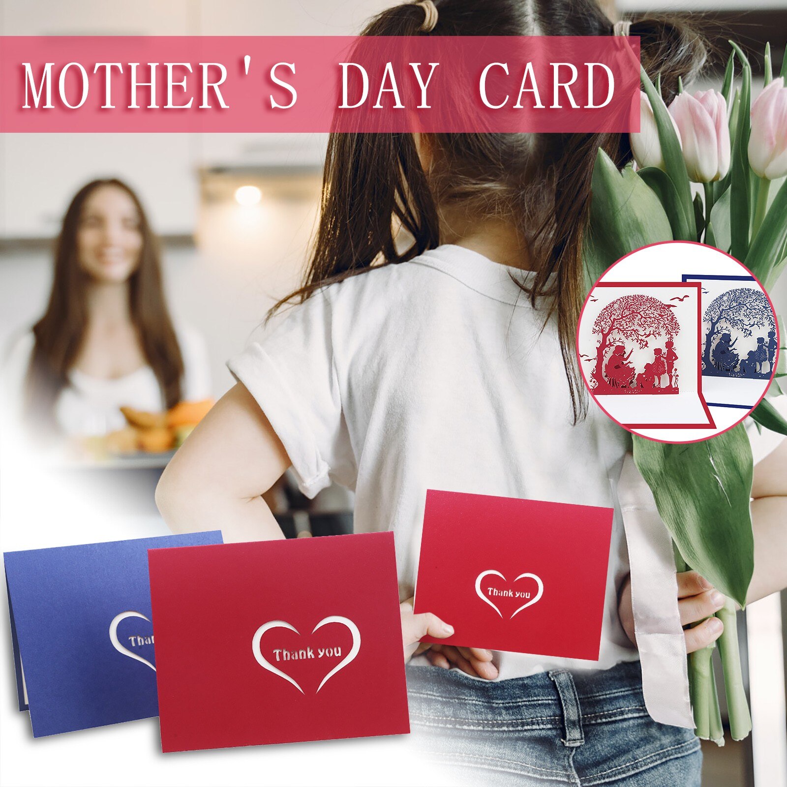 Mother's Day Flower Popup Card 3d Card Mother's Greeting Card Valentine's Day Wedding Anniversary Birthday Postcard Wishes