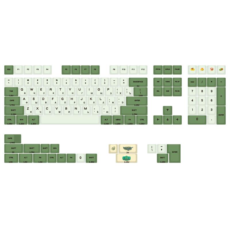 PBT Keycaps Matcha Theme OEM Profile Japanese Korean Russian Characters For MX Switch Mechanical Keyboard 61 64 68 75 84 87 104: Russian