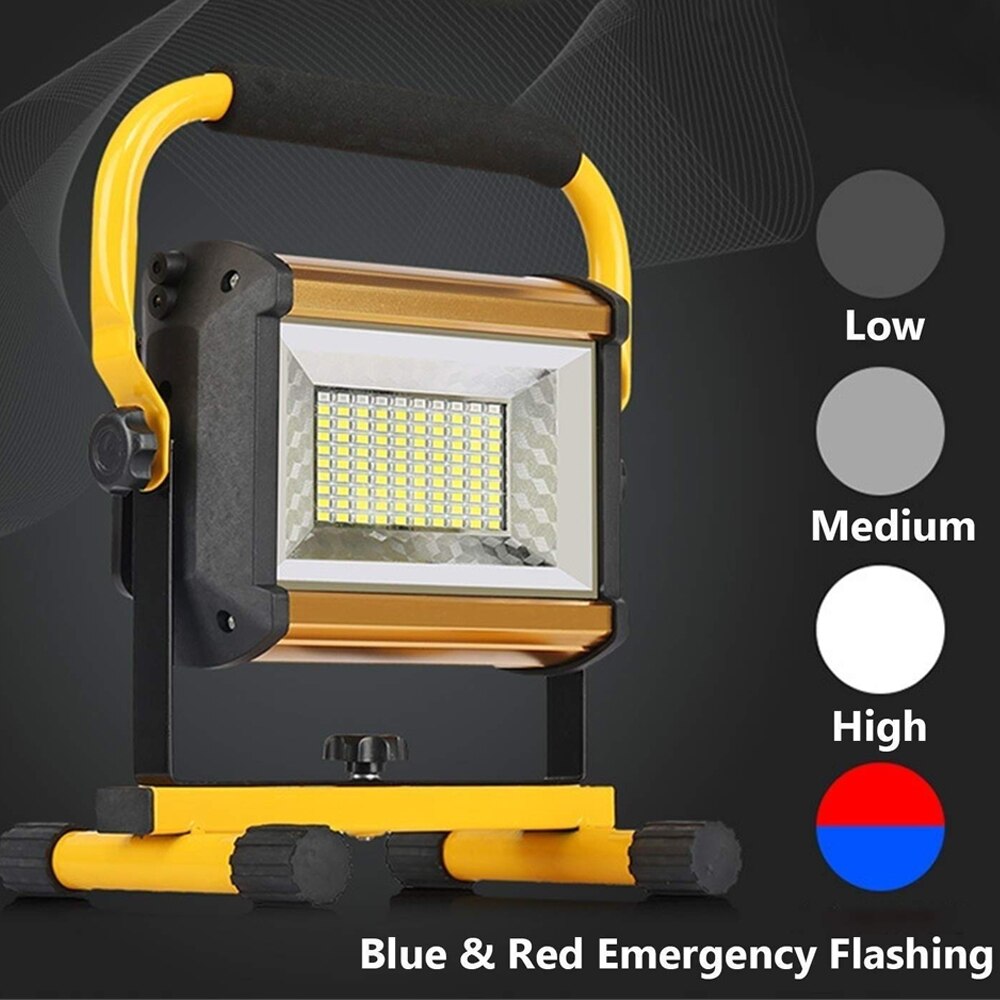 Rechargeable Spotlight Work Light Waterproof Outdoor Lighting 100W Construction Lamp Portable Floodlight with 18650 Battery