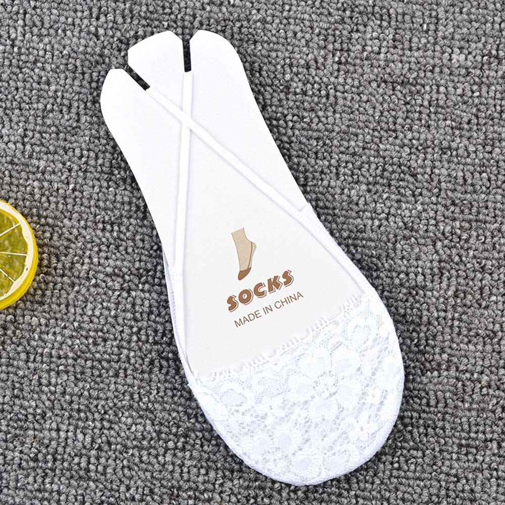 Summer Shallow Mouth Section Forefoot Invisible Boat Sock Lace Sling Socks Invisible Half High Heels Low Cotton Soft Hosiery: white