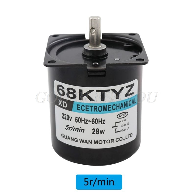 68KTYZ 28W Low Speed Synchronous Motor AC 220V 2.5-110r/min Permanent Magnet Small Gear Motors Kit