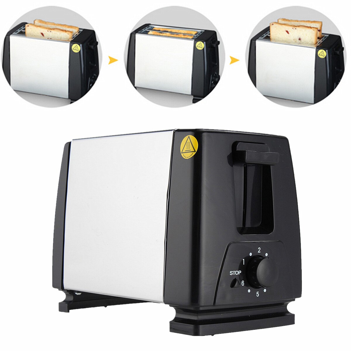 Household Automatic Bread Toaster Baking Breakfast Machine Stainless Steel 2 Slices Slots Bread Maker Kitchen Toasters Machine