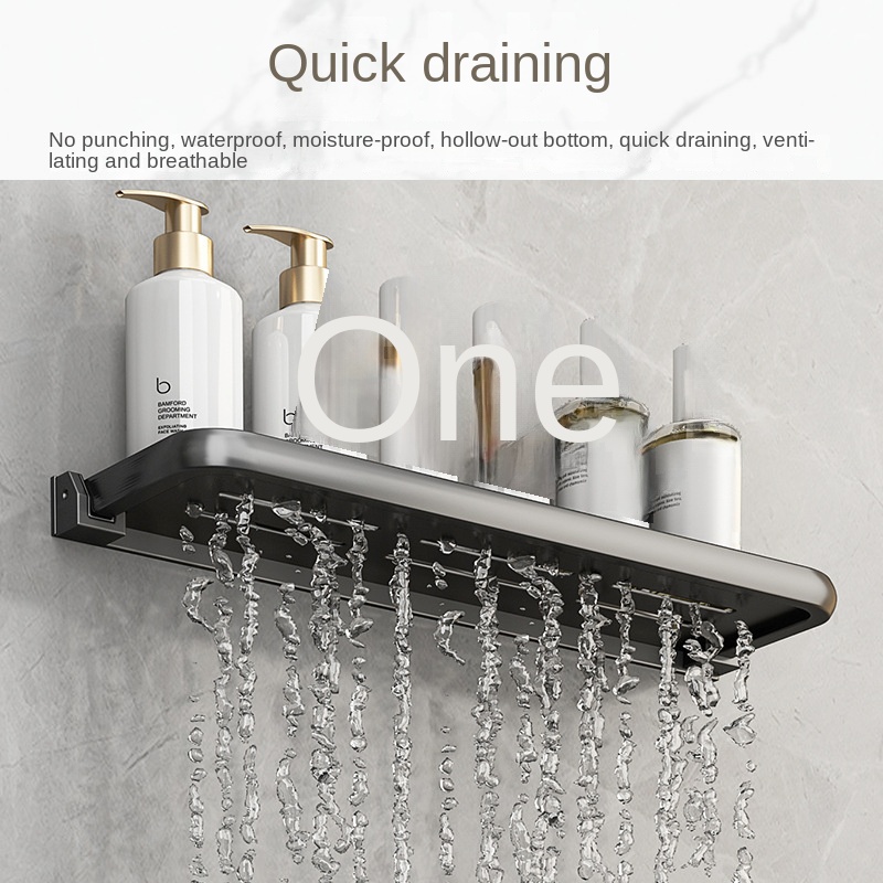 Estantería de aluminio para baño, estante de almacenamiento de desagüe de ducha, estantes de pared de cocina, estante de, sin Taladro