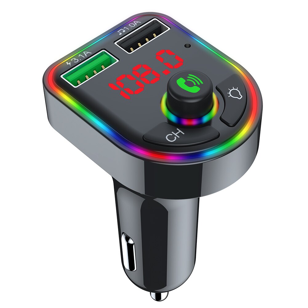 Kit de reproductor MP3 para coche, cargador rápido USB Dual, Bluetooth 5,0, transmisor FM, manos libres, inalámbrico, 12V-24V, Audio de coche