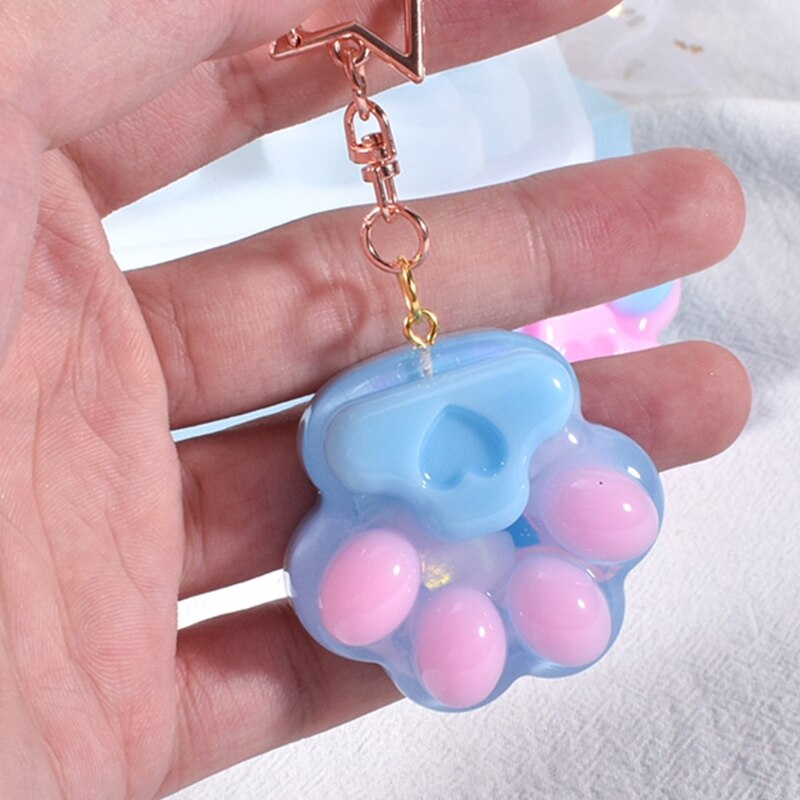 J60E błyszczące błyszczące miłość silikonowe formy miłość łapa kota żywicy epoksydowej formy DIY brelok biżuteria na walentynki zestaw do pakowania prezentów